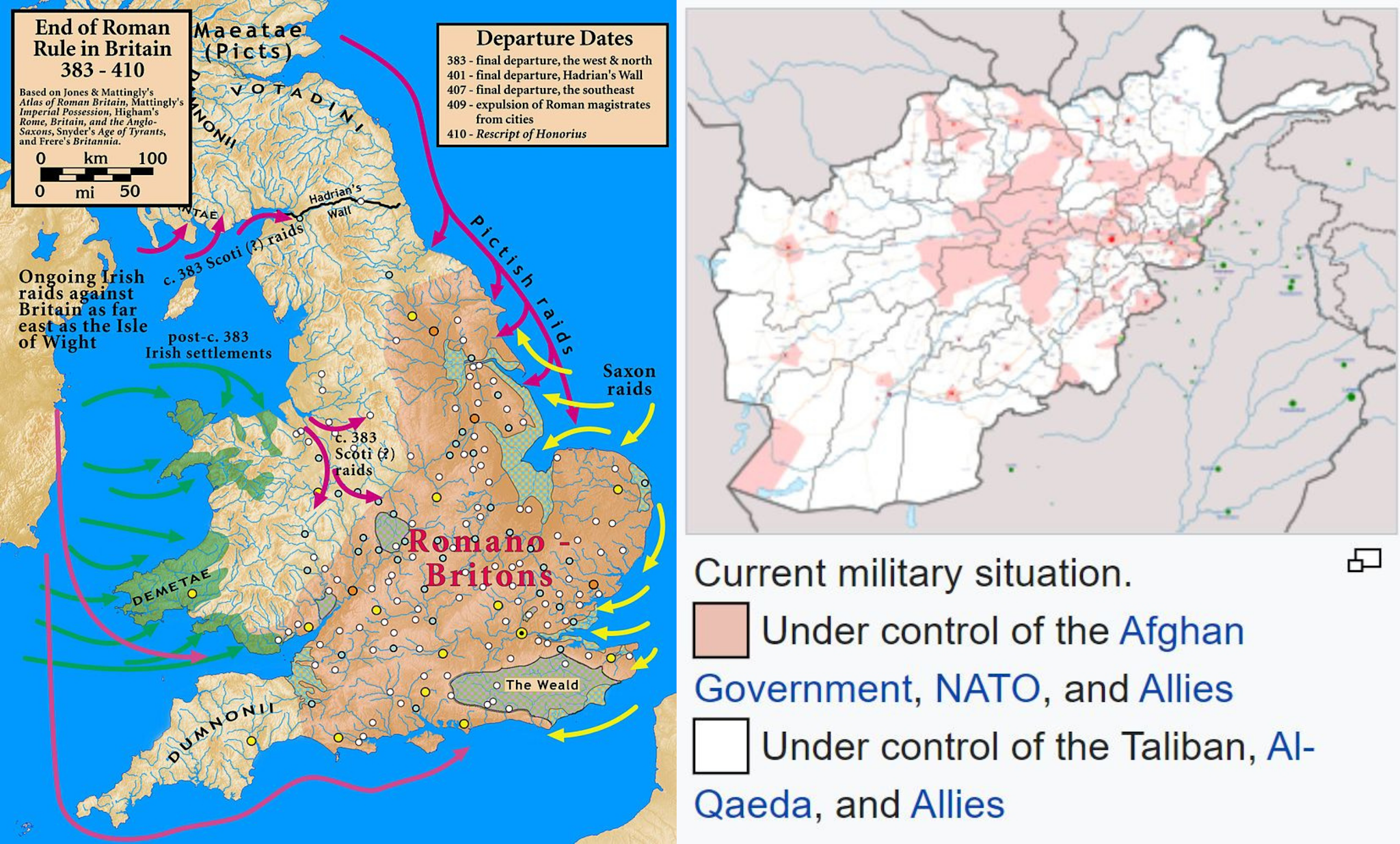 Map of the Roman and US withdrawals